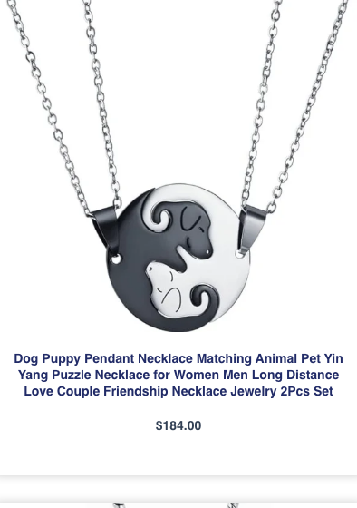 Yin Yang Dog Puppy Pendant Necklace