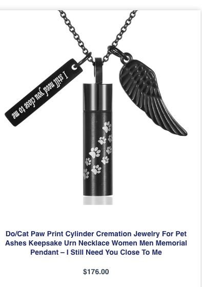 Paw Print Cylinder Memorial Necklace