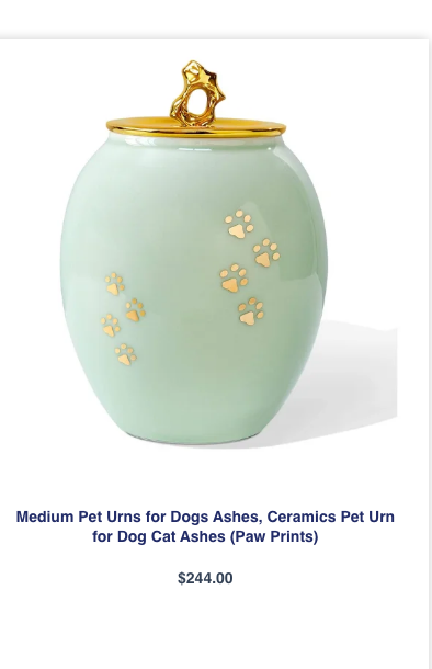 Medium Pet Urn for Dogs or Cats, Ceramic Paw Print Memorial Urn
