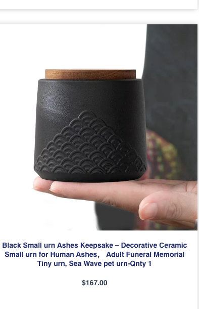 Black Keepsake Ceramic Small Urn for Ashes