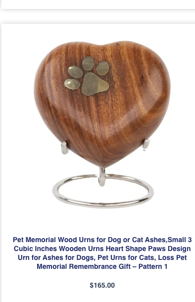 Wood Pet Memorial Urn for Dog or Cat Ashes