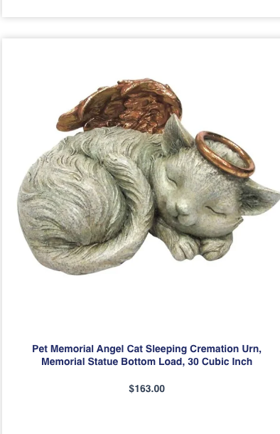 Angel Cat Sleeping Cremation Urn