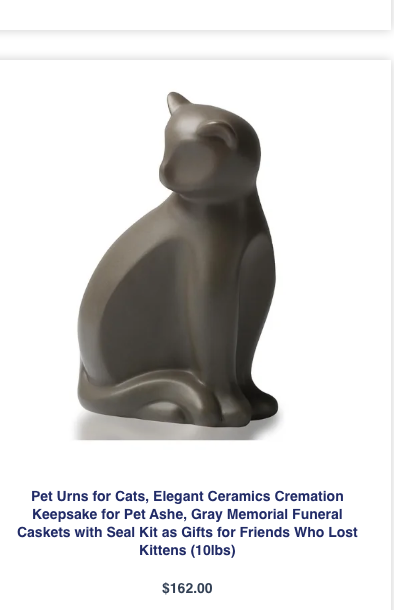 Elegant Ceramic Cat Cremation Keepsake Urn