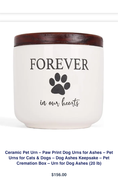 Ceramic Paw Print Memorial Dog Urn